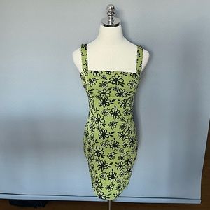 Green and Black Floral Mini Dress